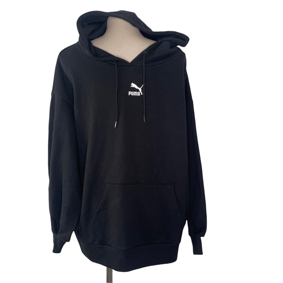 Puma Men's Black/White Logo Kangaroo Hoodie Medium NWT - Picture 3 of 6